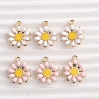 10pcs 13x16mm cute alloy enamel flower charms pendants for diy necklaces earrings handmade bracelets decoration jewlery making