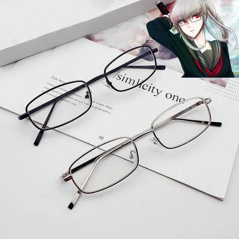 Danganronpa Peko Pekoyama Cosplay Glasses Rectangle Sunglasses Retro Metal Frame Female Glasses Anime Cosplay Props