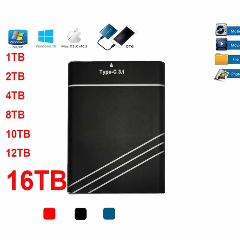 

Protable Solid-state Hard Drive Read 480MB/SEC Write 450 MB/SEC 1TB/2TB/4TB Type-c3.2 1.8 Ins Black Stable Performance Infast