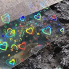 Блестящие наклейки для ногтей новогодние лазерные лучи сердца Аврора милые сердца светящиеся наклейки для ногтей голограмма 3d гравировка дизайн ногтей