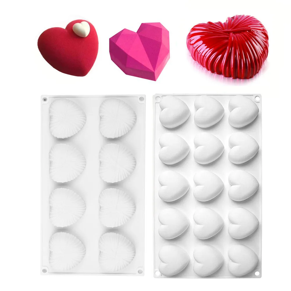 

8 Holes Love Heart Valentine's Day Silicone Molds 3D Handmade Soap Baking Chocolate Mold