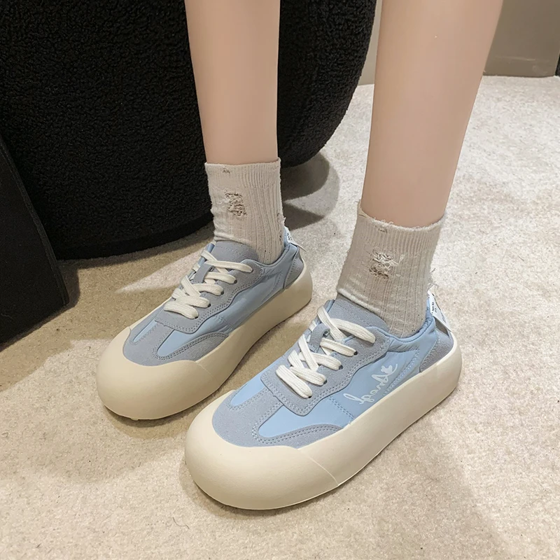 

Casual Sneakers For Women Trends 2023 New Mixed-Color Round Toe Woman Shoes Lace-up Colorful Canvas Sneakers Novelties