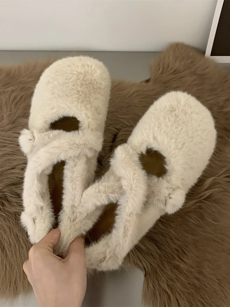 

Туфли женские на плоской подошве, повседневные кроссовки, лоферы, меховые, круглый носок, без застежки, Мокасины, без застежки, однотонные, н...