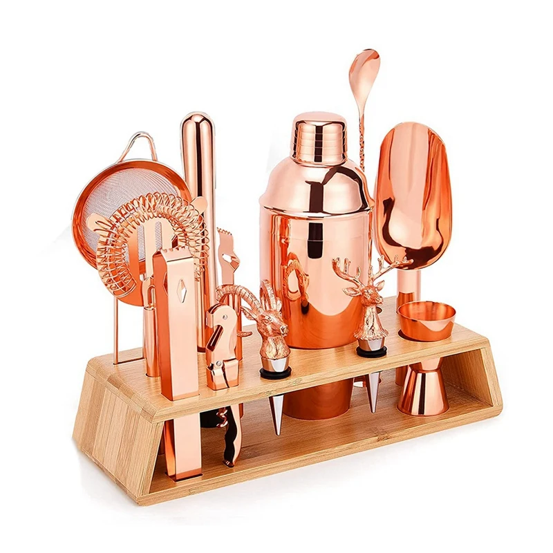 

HOT-Cocktail Bar Shaker Set Bartender Kit With Stand, Cocktail Bar Set Bar Kit For The Home Bartending Kit Tools Accessories