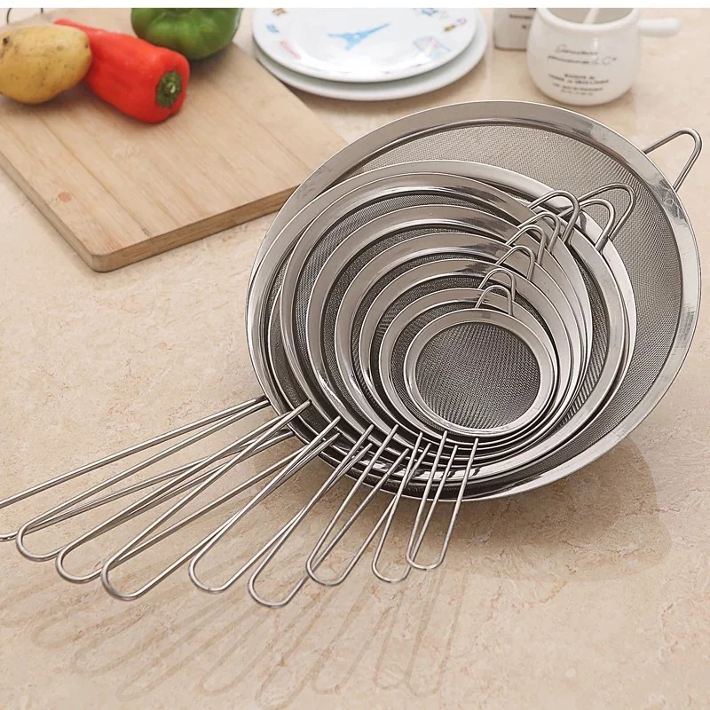 

Stainless Steel Wire Fine Mesh Sieve Oil Strainer Flour Colander Sifter DIY Kitchen Tools For Filtering Food Kitchen Accessories