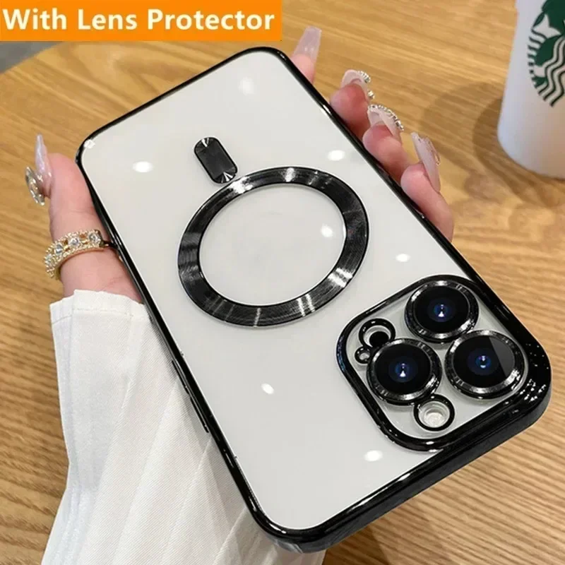 Магнитный прозрачный чехол для iPhone 16 15 14 13 12 11 Pro Max Plus мягкий силиконовый с