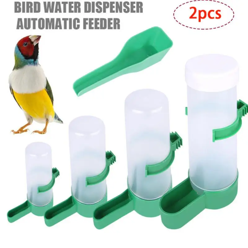 

2 Pcs Pet Bird Drinker Feeder Food Spoon Bird Supplies Parrot Parakeet Automatic Water Cups Bottle Feeder Bird Accessories