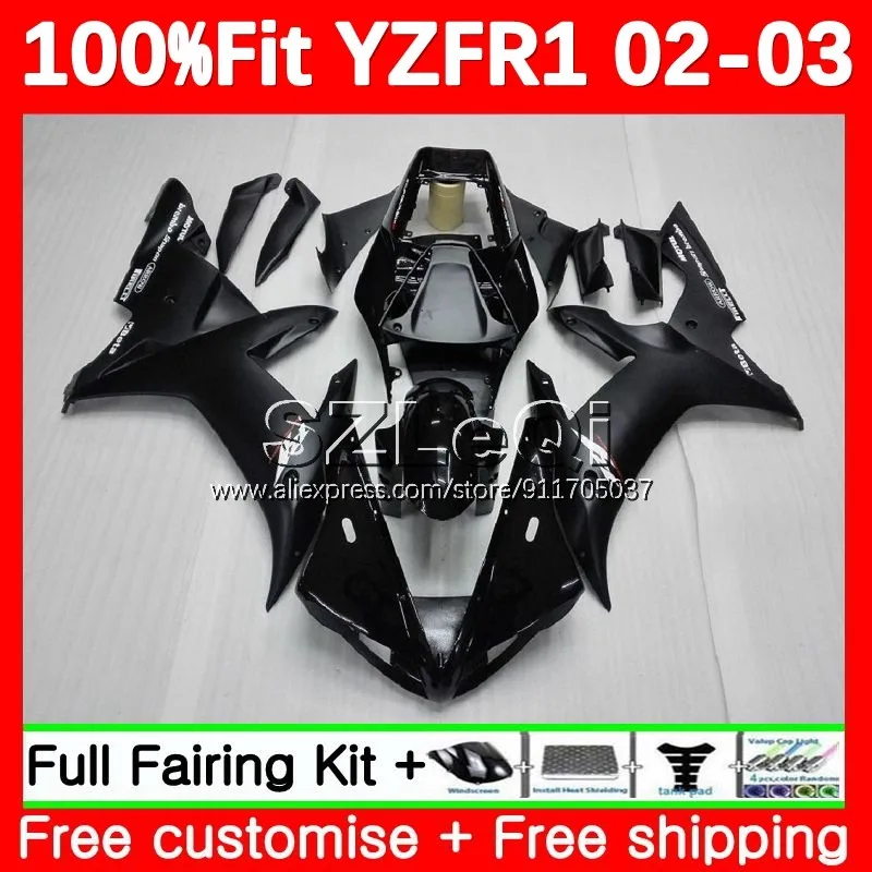 

flat black Injection Body For YAMAHA YZF-R1 YZF1000 YZF R1 R 1 YZF-1000 YZFR1 02 03 YZF 1000 CC 2002 2003 OEM Fairing 130LQ.13