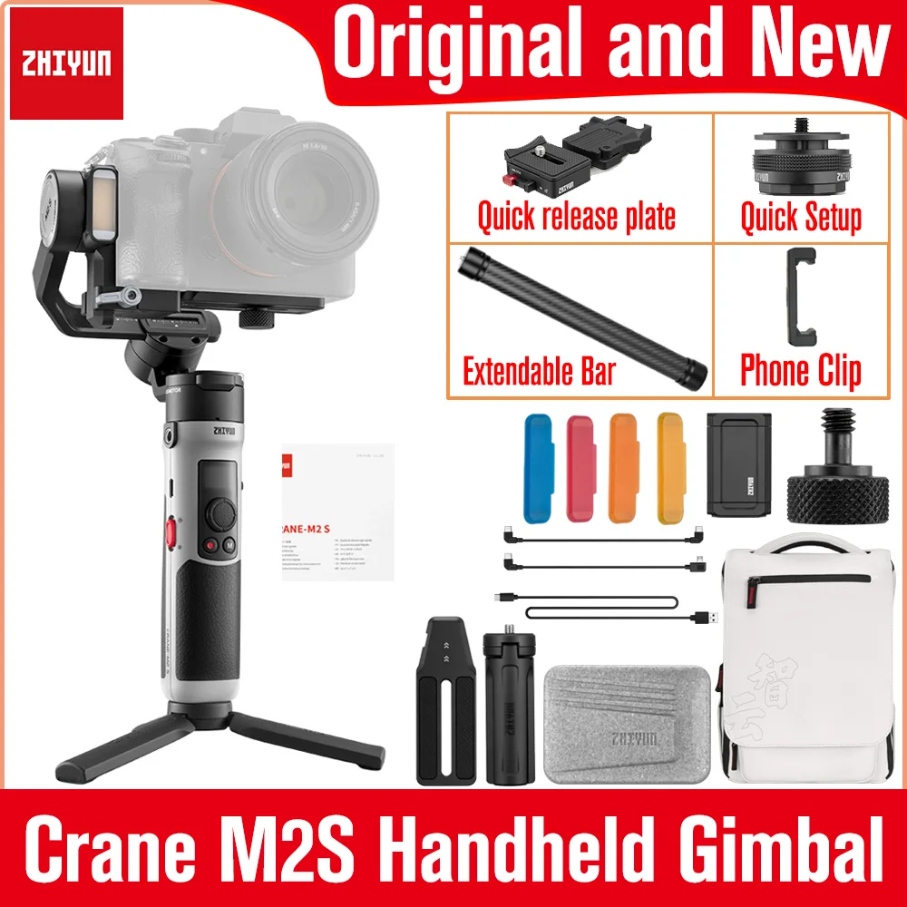 

Zhiyun Official Crane M2S M2 S 3-Axis Anti-Shake Handheld Gimbal Stabilizers for Mirrorless Compact Action Cameras Smartphones