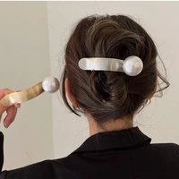 2022summer simple design fashion pearl hair clip snap button hair pins for women temperament pearl hairpin hair accessories