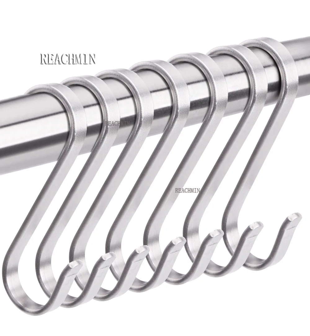 

10pcs S Hooks Metal S Shape Hooks Heavy Duty 304 Stainless Steel Flat Hooks S Shape Hangers For Hanging Plants Pots Pans Closet