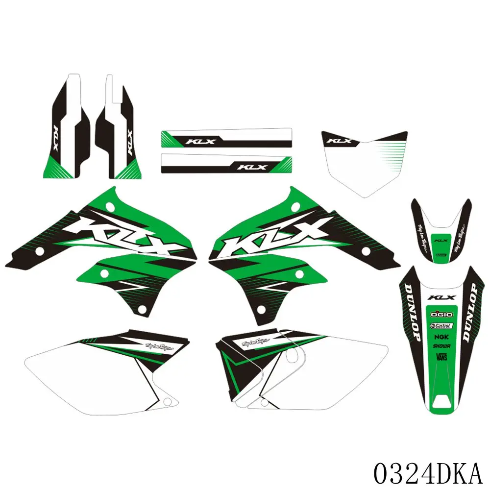 

Full Graphics Decals Stickers Motorcycle Background Custom Number Name For KAWASAKI KLX 450 KLX450 2007-2020