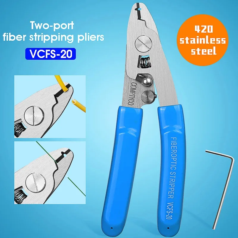 

Free Shipping VCFS-20/30 High precision 2/3 Hole Stainless Steel Fiber Stripping Pliers FTTH Tool Fiber Optic Wire Stripper