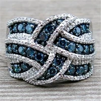 l luxury cubic zirconia rings for women jewelry wedding engagement dark blue rings statement anel