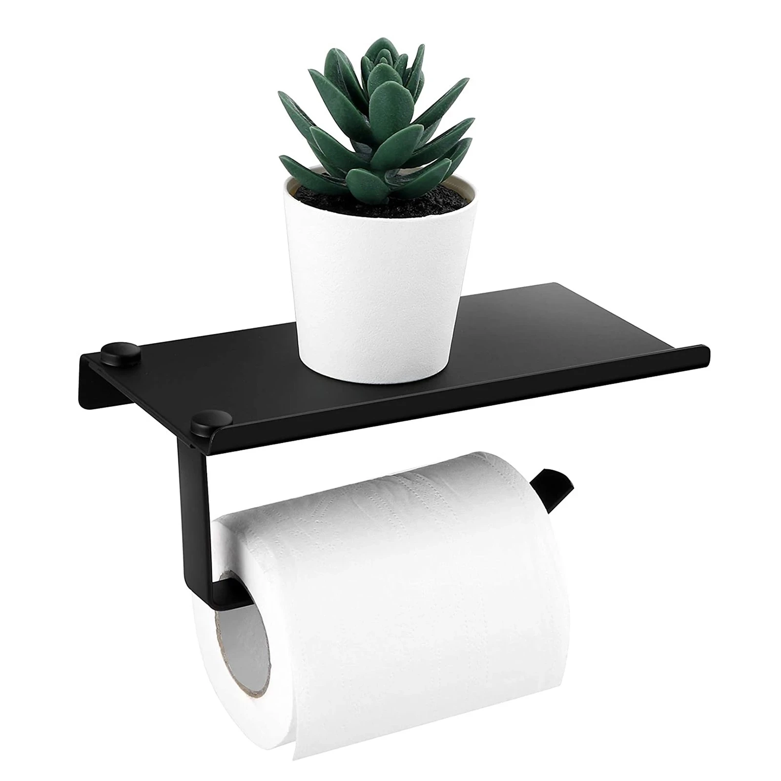 

Black Toilet Punch-free Toilet Paper Holder Can Put Cell Phone Plants Toilet Mobile Phone Debris Rack Platform Bathroom Storage