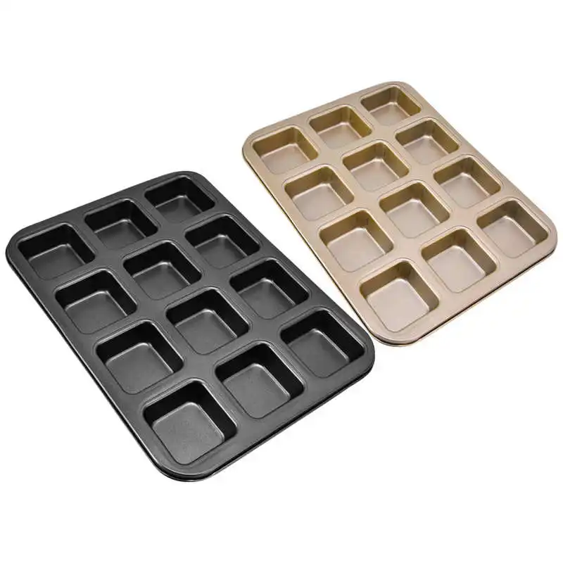

Mini Loaf Baking Pans 12 Cavity Carbon Steel Brownie Baking Pan for Baking Bread