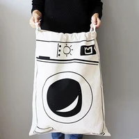 Nordic Laundry Storage Bag Large Bag Cotton Washing Dirty Clothes Big Basket Organizer Wash Drawstring Cotton Canvas Basket Sac
