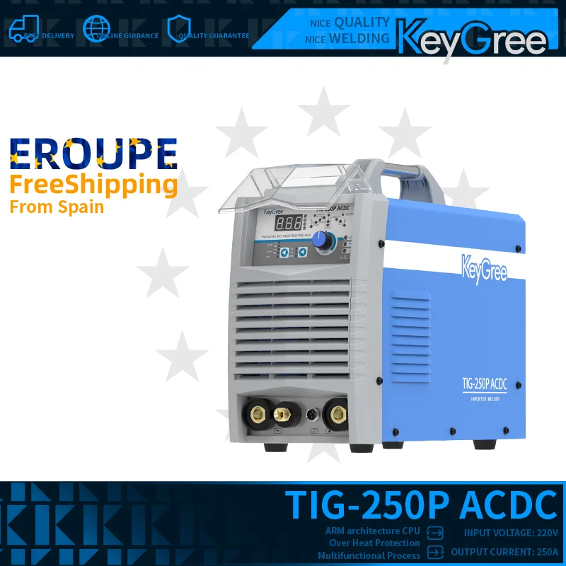 

KeyGree Professional HF TIG Welding Aluminum Machine Inverter Pipe Soldering Station Welder 220V AC-TIG DC-TIG TIG250P-ACDC
