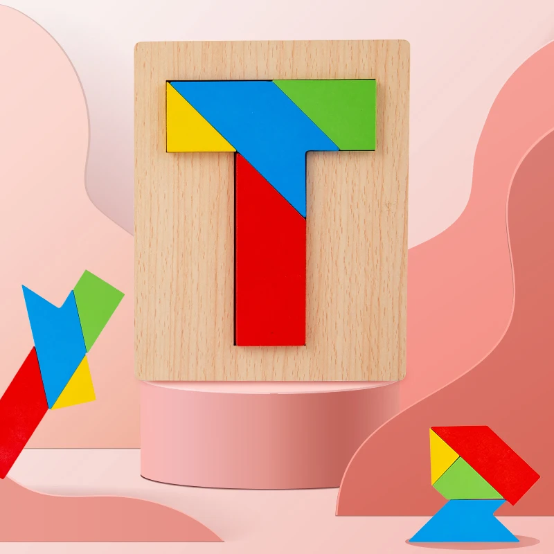 Children Wooden T Shape Jigsaw Classic 3D Puzzles Adult Kids Intelligence Game Montessori Baby DIY Brain-Training Education Toys