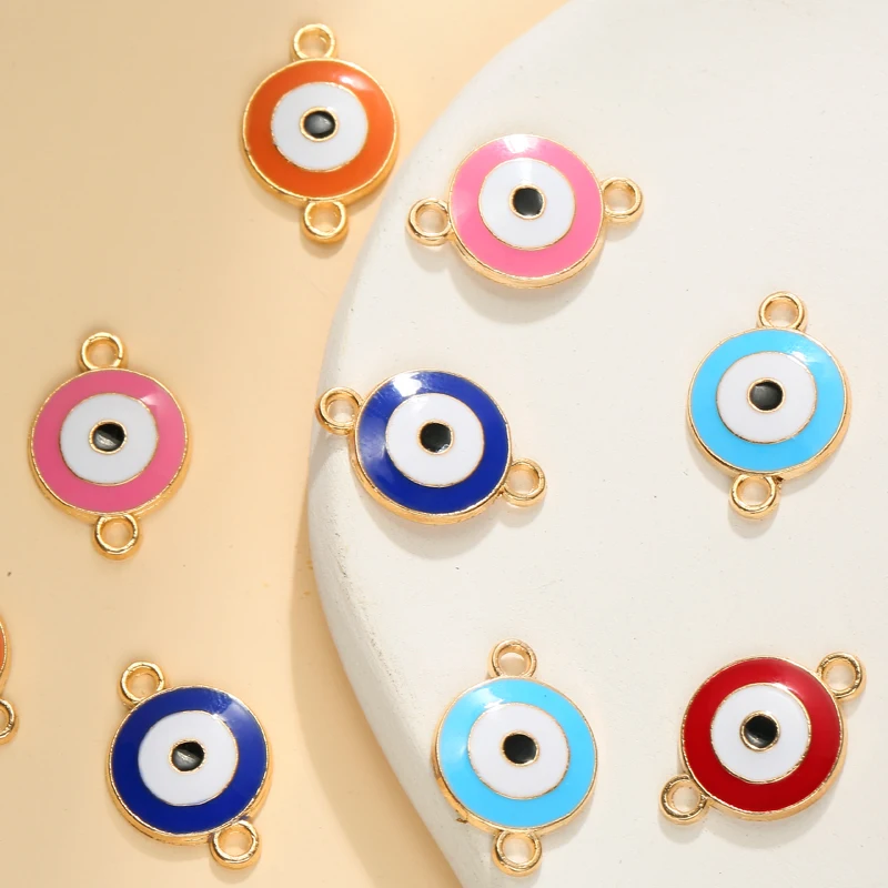 

10pcs/lot 18*12mm Enamel Round Eye Connector Colorful Pendants DIY Necklace Bracelet for Jewelry Making Accessories