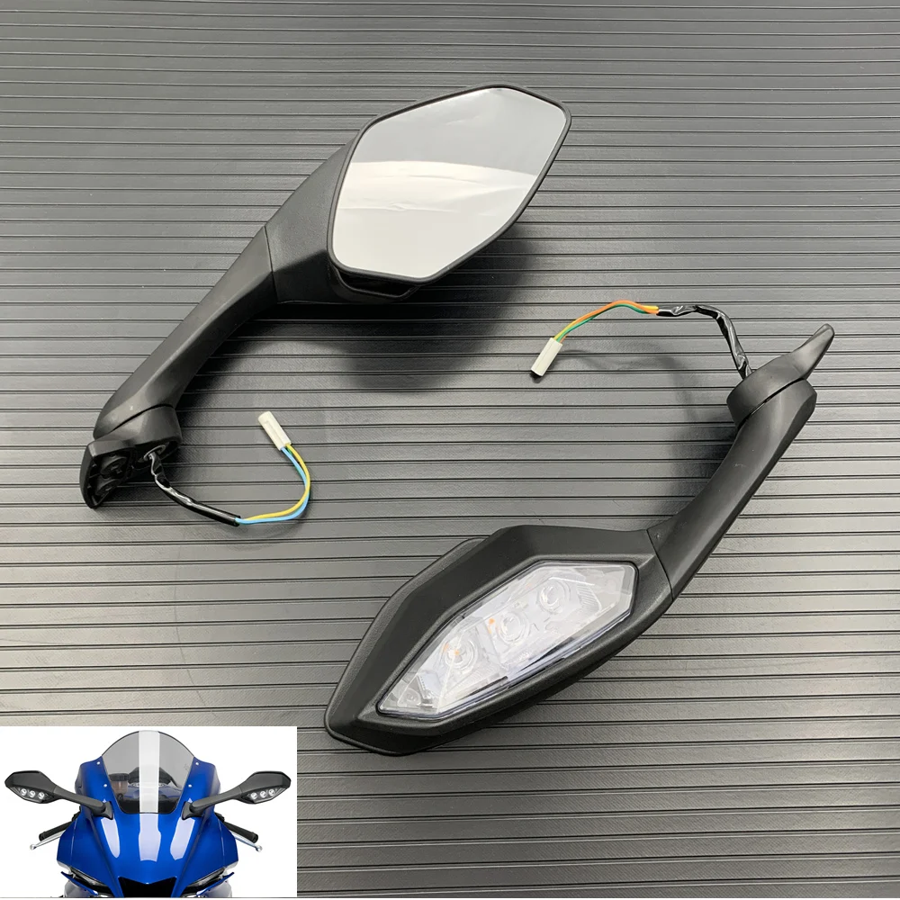 Черное зеркало заднего вида для мотоцикла светодиодный указатель поворота чехол