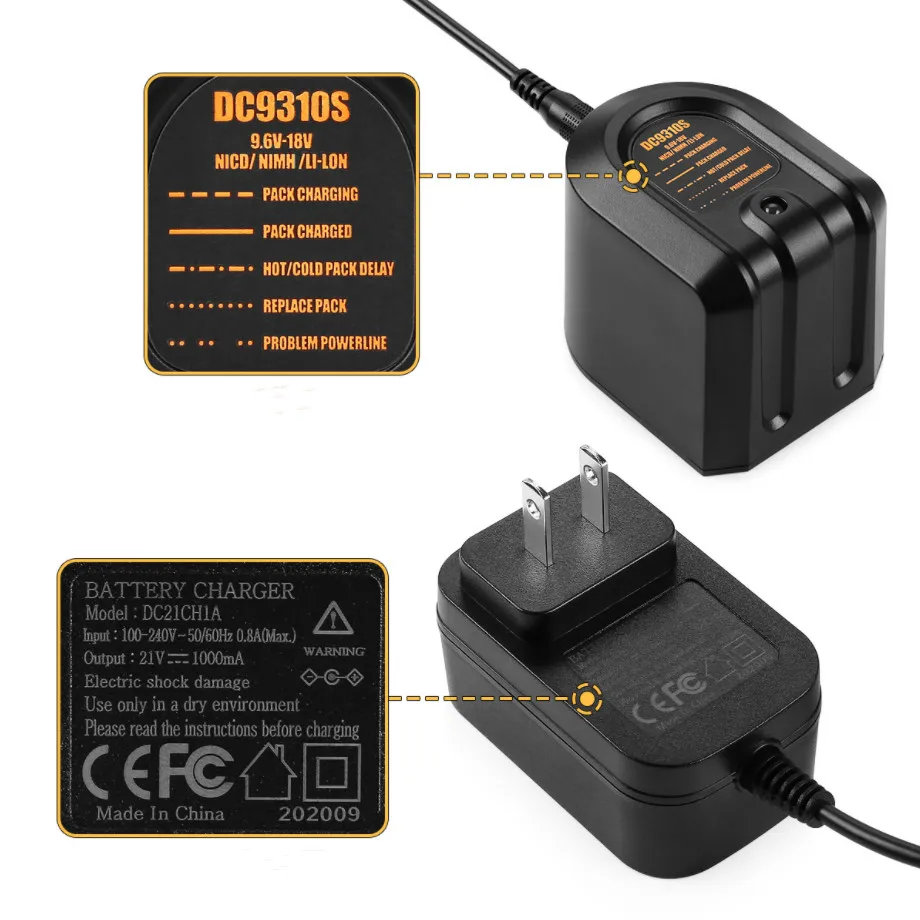 

1A DC9071 Replacement for Dewalt 12V XRP Battery charger DW9071 DW9072 DE9037 DE9071 DE9072 DE9074 Cordless Power Tool charger