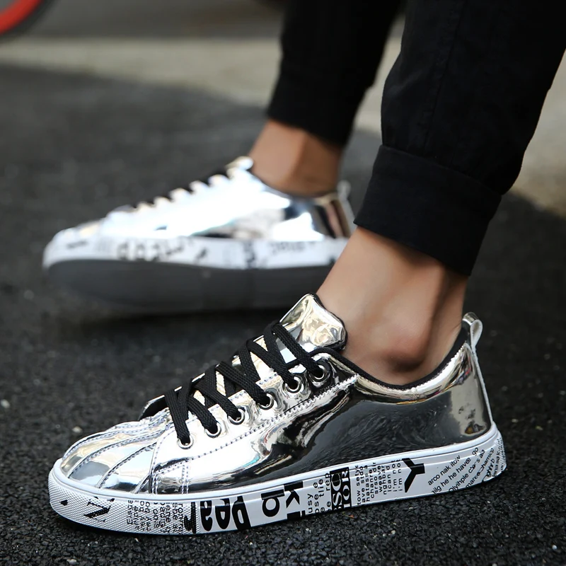 

Lisapie Men Shoes Casual Shoe luxury Flats Lace Up bling shoes for men Trainers Golden Fashion Lovers tennis shoes men size 12