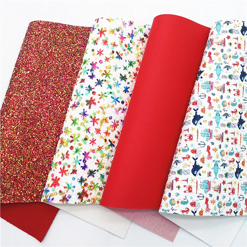 Красная объемная блестящая кожа с акулами искусственная войлочная подкладка