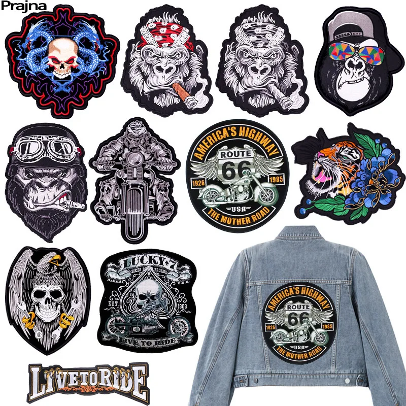 

Monkey Patch Large Back Iron On Embroidered Patches For Clothing Motorcycle Suit Biker Sew Patch Punk Patches On Clothes Jacket