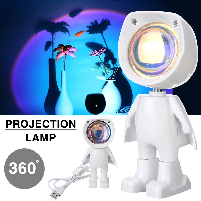 

Светодиодный светильник с закатом астронавта, креативная Радужная проекционная лампа, домашняя атмосфера, ночник, декоративные лампы для с...