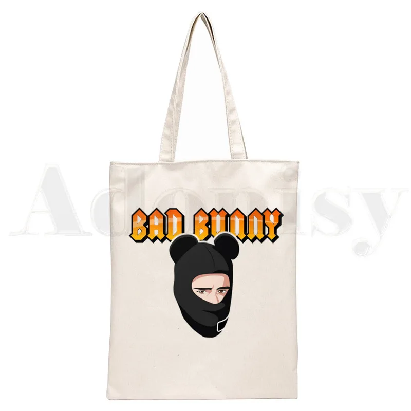 Bad Bunny Hip Hop Fashion Badbunny Graphic Cartoon Print Shopping Bags Girls Fashion Casual Pacakge Hand Bag