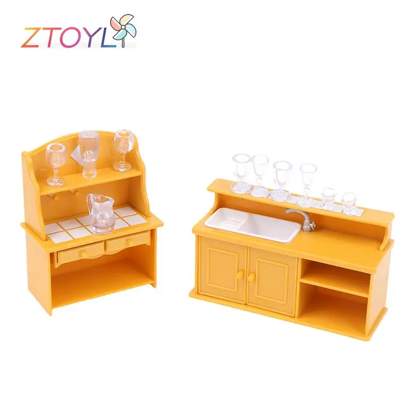 

Мебель для кукольного домика, миниатюрный кухонный реквизит, кухонный шкаф, посудомоечная машина, украшения