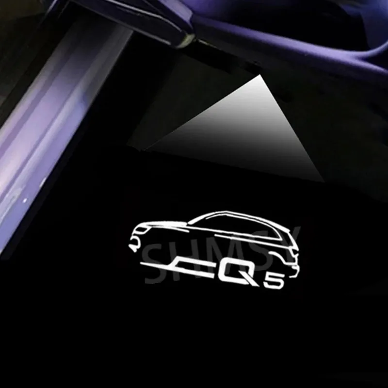 

2 шт. светодиодные двери автомобиля Ghost Shadow Добро пожаловать, логотип, лампа проектора, аксессуары для Audi Q5 2010-2024 2023 2022 2021 2020 2019 2018