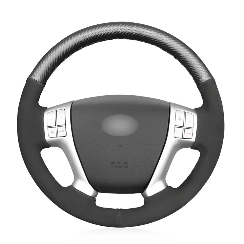 

Black Carbon Fiber Suede Hand-stitched No-slip Car Steering Wheel Cover for Hyundai Veracruz 2007-2012 IX55 2007-2012 Vera Cruz
