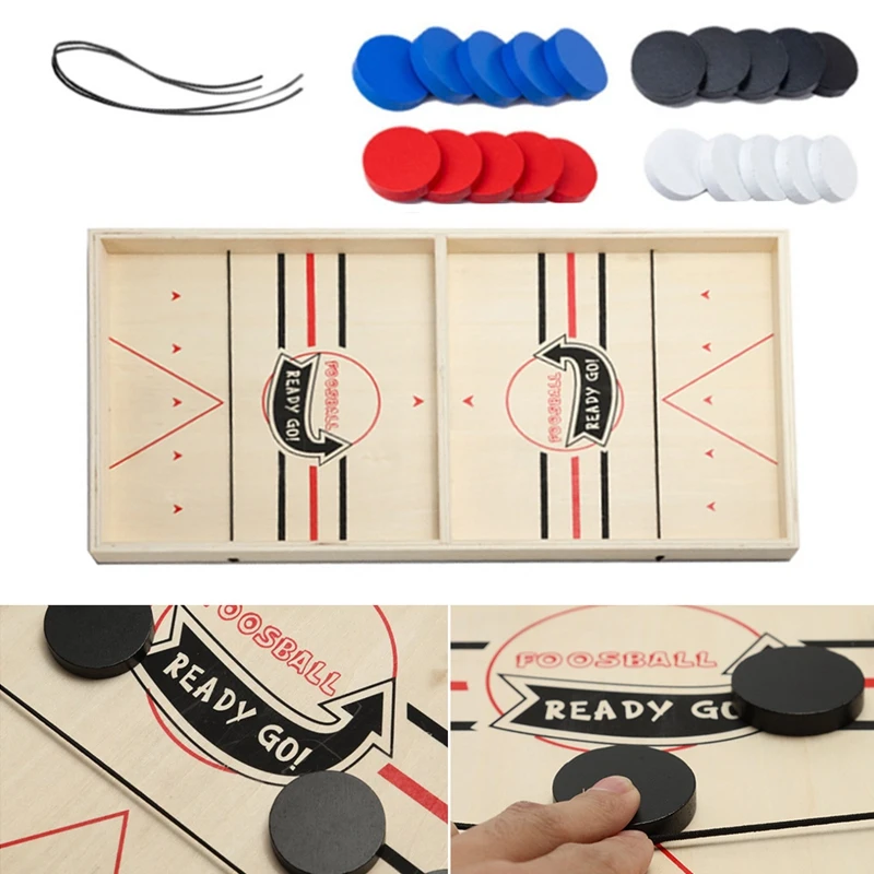 

Fast Sling Puck Game, Wooden Hockey Game,Table Desktop Puck Game Catapult Chess Winner Board Games Toys Party Toy