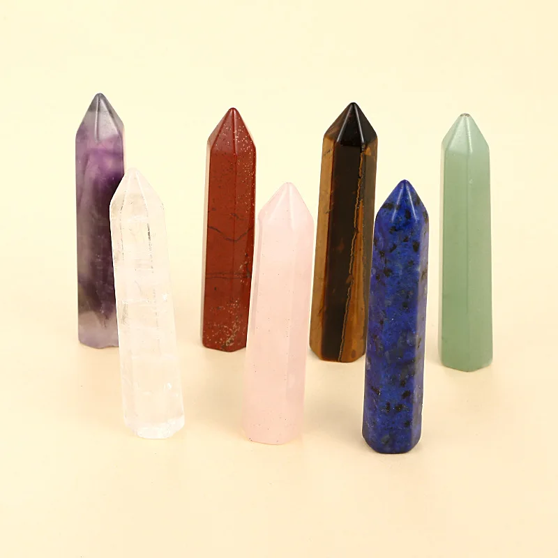 

50mm Hexagon Prism Reiki Healing Chakra Natural Stone Ornament Mineral Crystal Tumbled Gemstone Home Decoration Jewelry Making