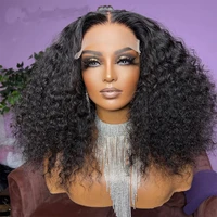 180%density 26inch natural black kinky curly soft side part lace front wig for women with baby hair natural hairline free shippi