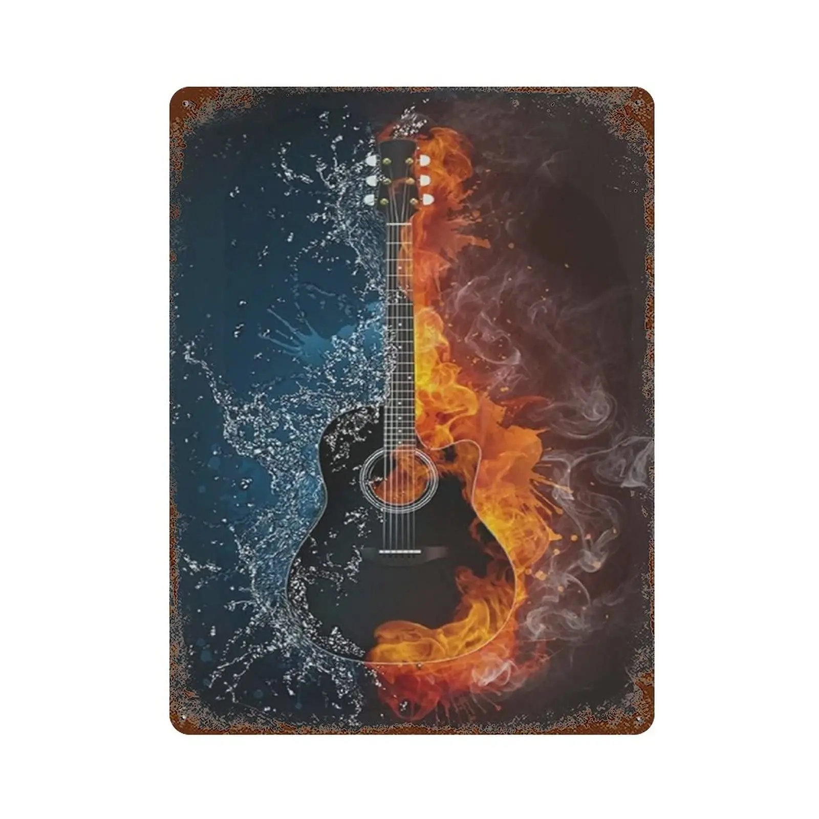 

Металлический жестяной знак, в стиле ретро, новый плакат, железная живопись, оловянный знак для огня и водной гитары, жестяной знак для гитар...