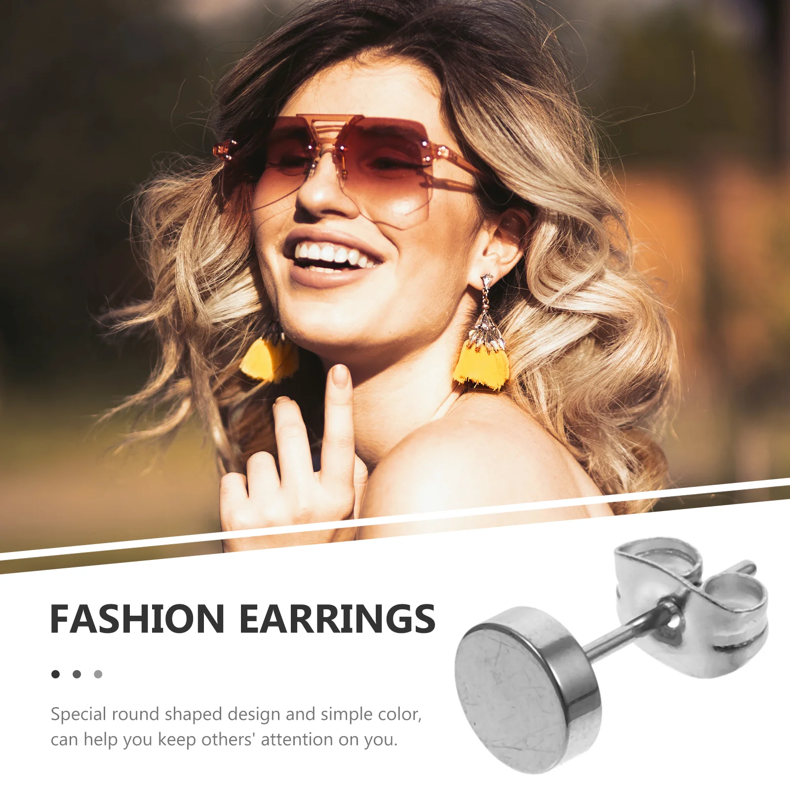 20 Pcs Studs Earrings Men Flat Round Small Cartilage Korean Fashion Women Decor Titanium Steel Man