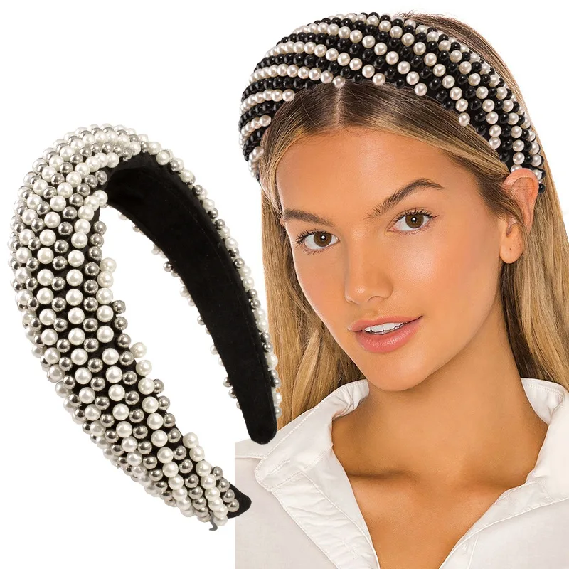 

New Simple Full Pearls Women Hairbands Sweet Headband Hair Hoops Holder Ornament Head Band Lady Elegant Fashion Hair Accessories