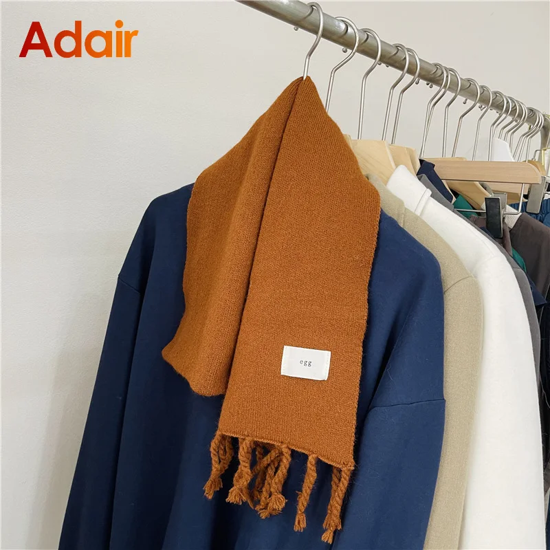 

Модный женский шарф удобный вязаный однотонный сохраняющий тепло высококачественный осенне-зимний шарф с кисточками для женщин и ManAD2145