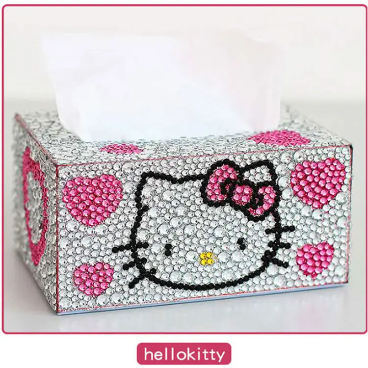 

TAKARA TOMY Creative Cartoon Hello Kitty Tissue Box Stickers Handmade Cross Stitch Diamond Painter with A Paper Box