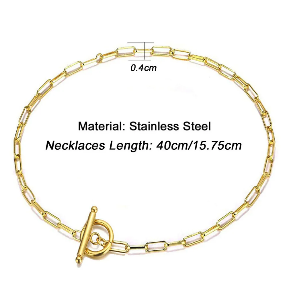 Женское колье из нержавеющей стали золотистого цвета 1 шт