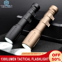 wadsn 1300lumen tactical led powerful flashlight dual battery rifle scout weapon light for picatinny rail ar15 airsoft