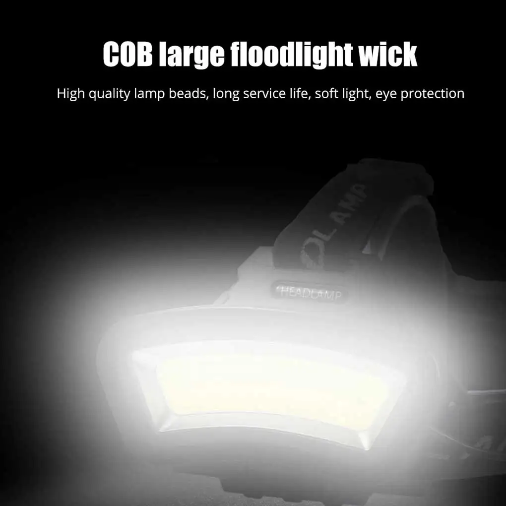 

Наружный портативный налобный фонарь, регулируемый аварийный водонепроницаемый Головной фонарь COB, перезаряжаемый Головной фонарь громко...