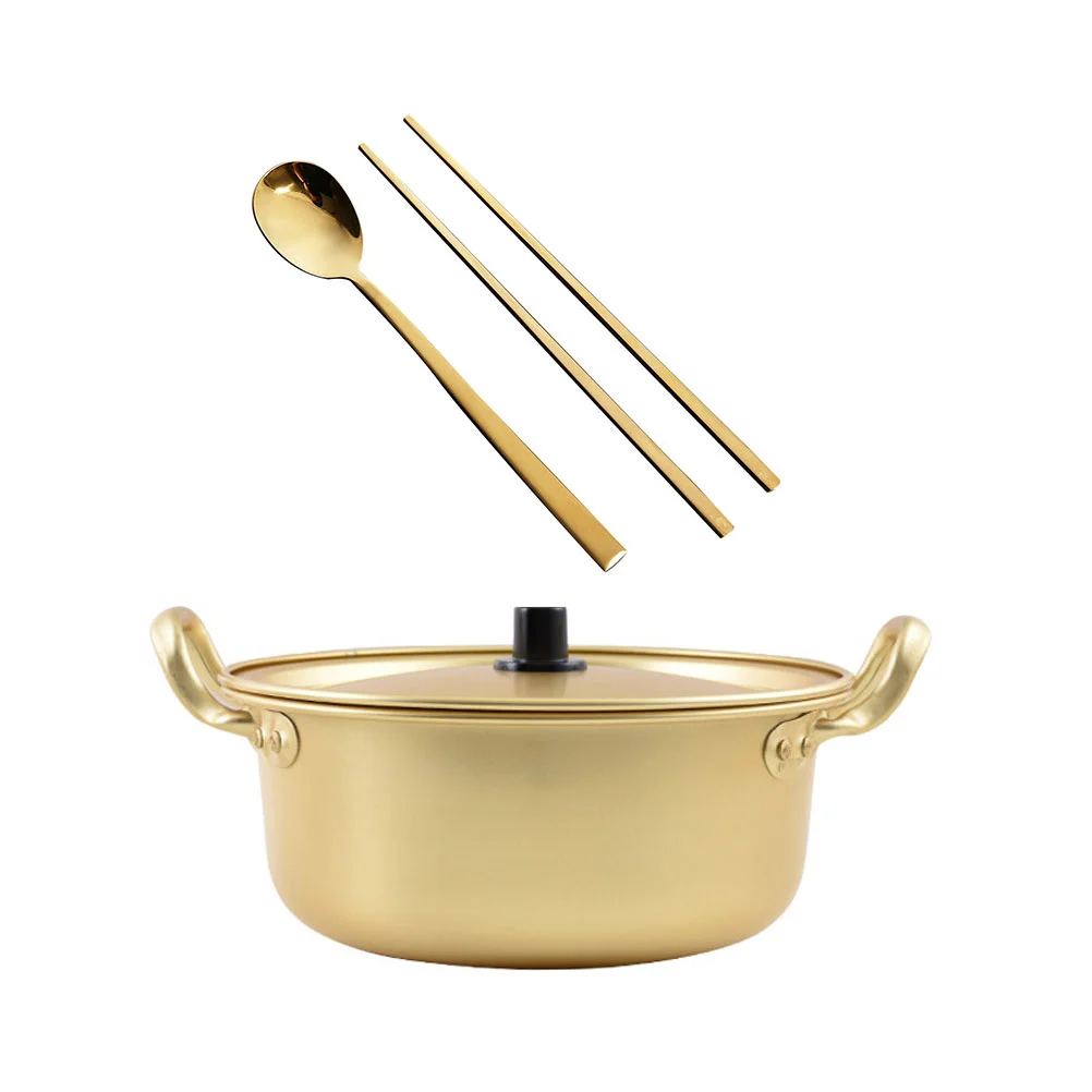 

Pot Korean Ramen Noodle Cooking Cooker Instant Hot Soup Aluminum Stock Lid Cookware Shabu Stew Stockpot Japanese Ramyun Pan