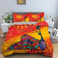 african duvet cover set afro woman and traditional art grunge collage geometric printing bedding set for girl adult