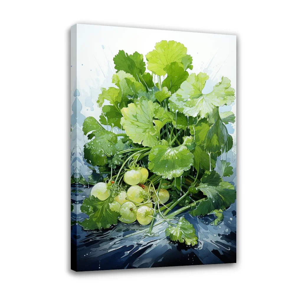 

Forbeauty Земляная листовая зеленая виноград рамка галерея Холст Картина красочная ваза античный для украшения дома