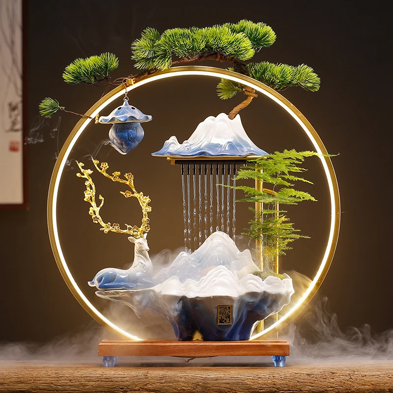 

Figurine Backflow Incense Burner Censer Smoking Fountain Incense Holder Fragrance Adornos Para Sala Elegantes Home Decoration