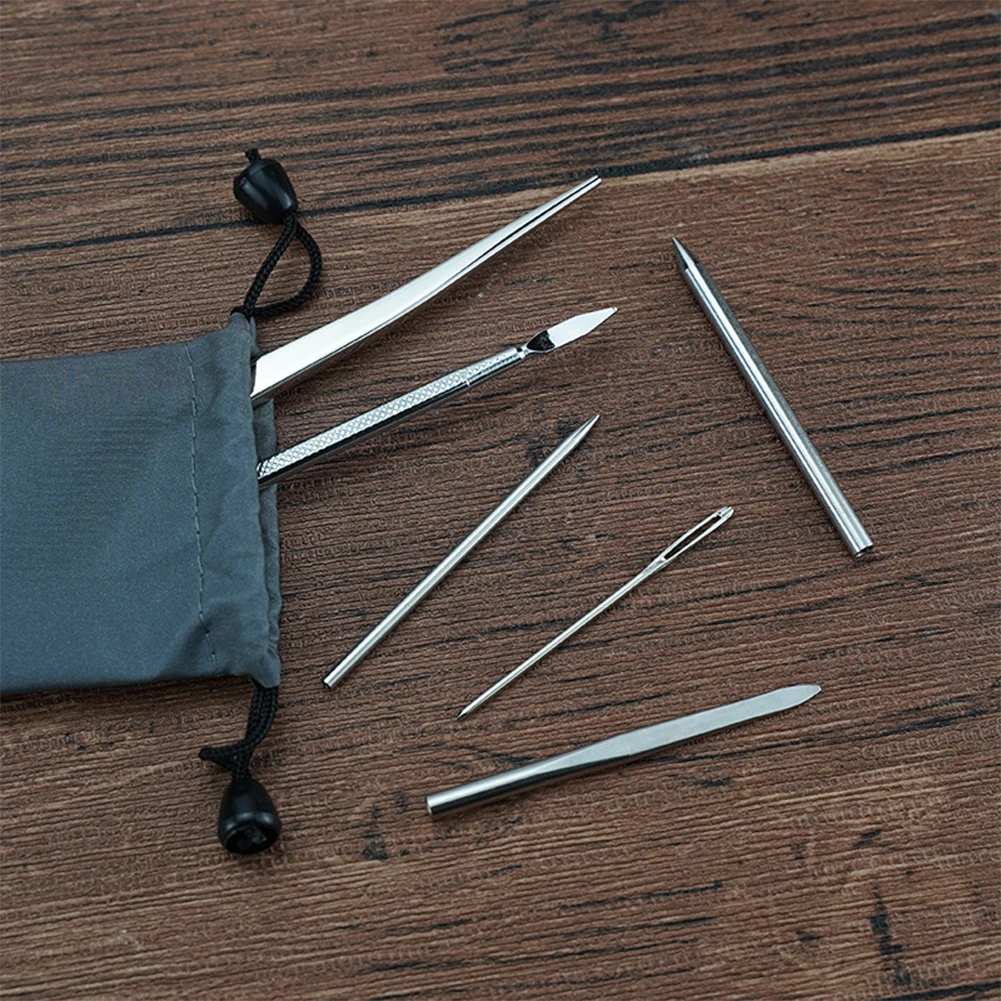

Warping Nails Needle Tool Paracords Set Stainless Steel Stitching Umbrella Rope 6Pcs FID Hiking Lacing Multi-function Silver